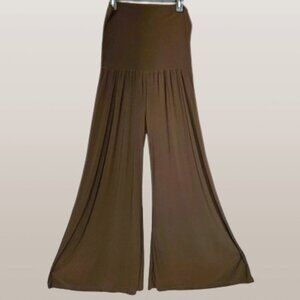 CANARI Brown Fold-Over Stretch Palazzo Pants - 1X